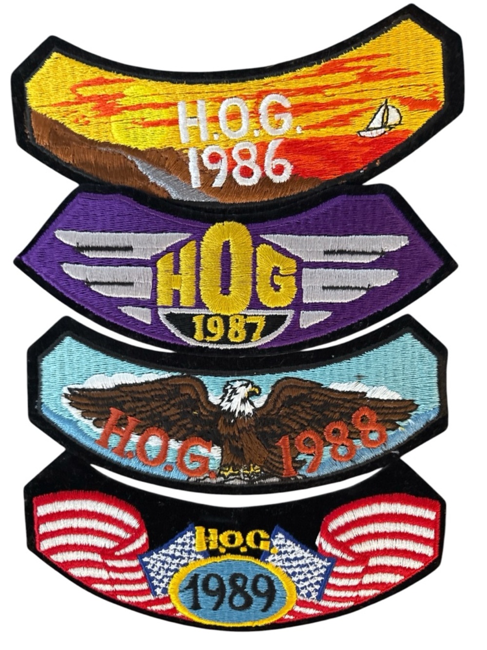 Set‎ of Vintage H.O.G. Embroidered Rally Patches (1986-1989)  PM DP